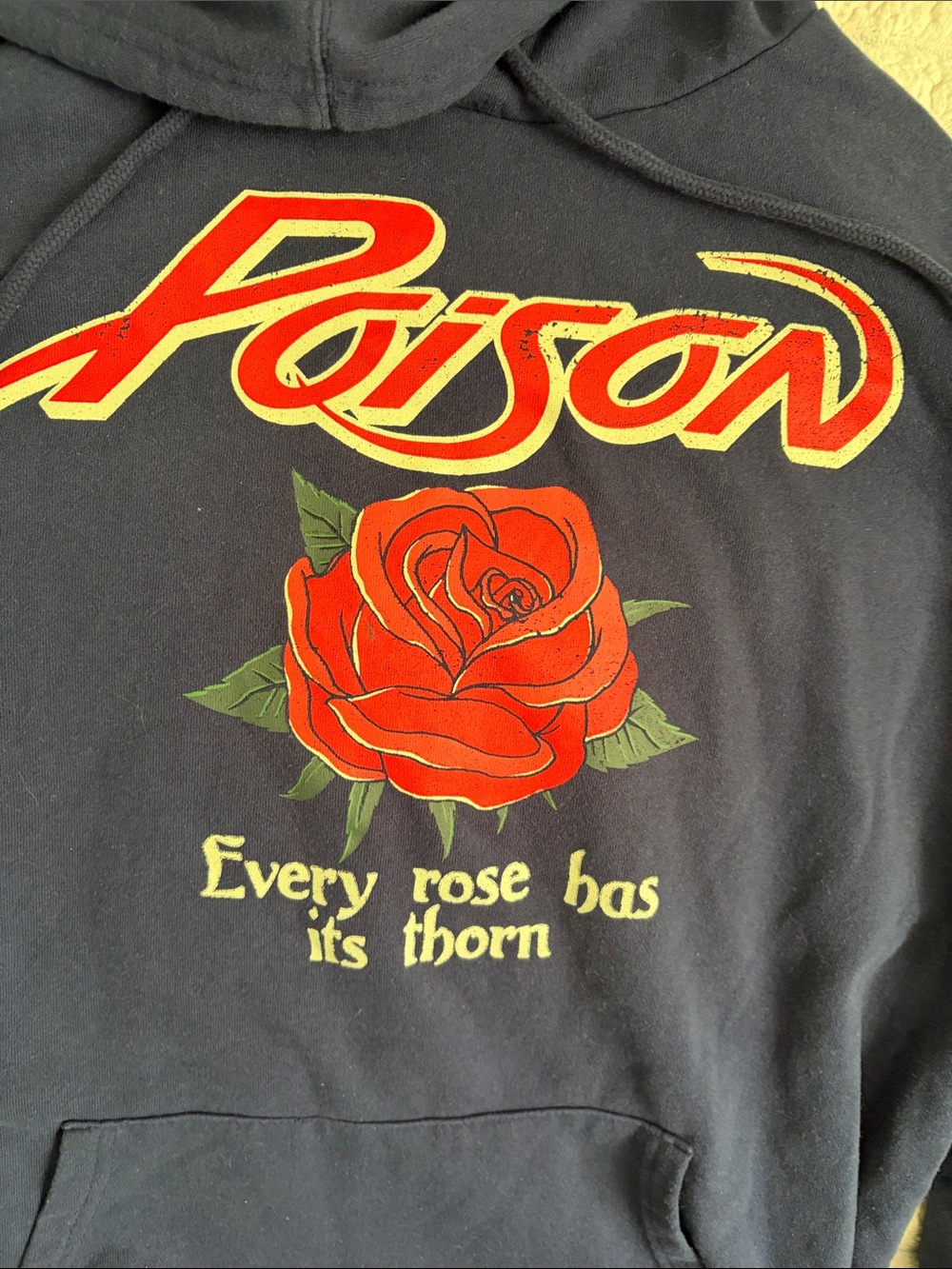 Graphic Hoodie - Dark Navy with Red Rose